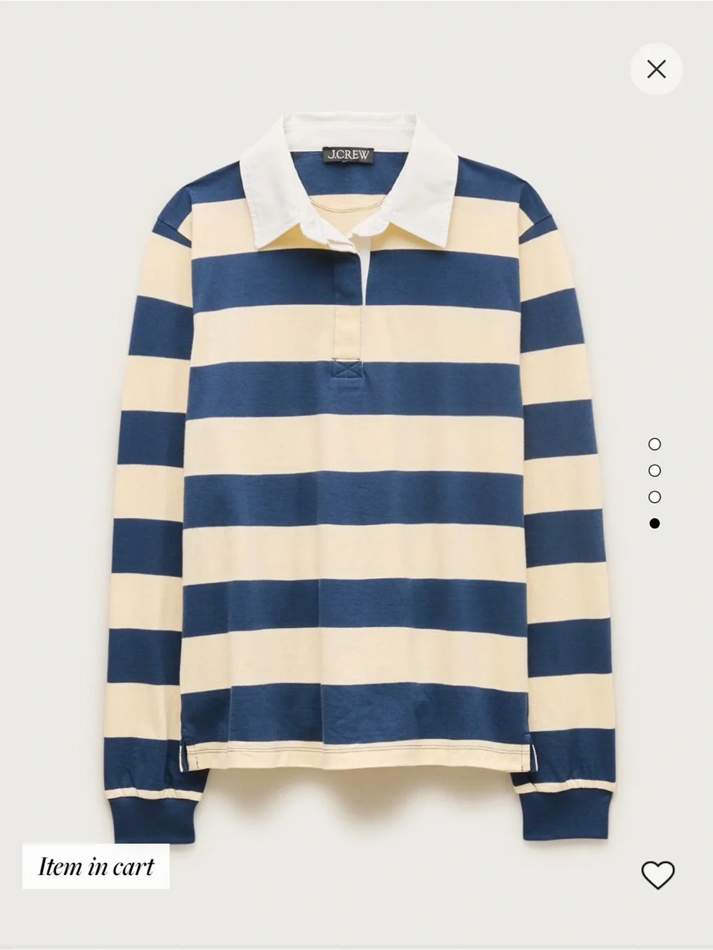 NWT J. Crew Boyfriend Jersey Striped Rugby Shirt Ocean Sand, size medium